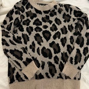 Aqua cashmere leopard print sweater. Excellent condition, size medium